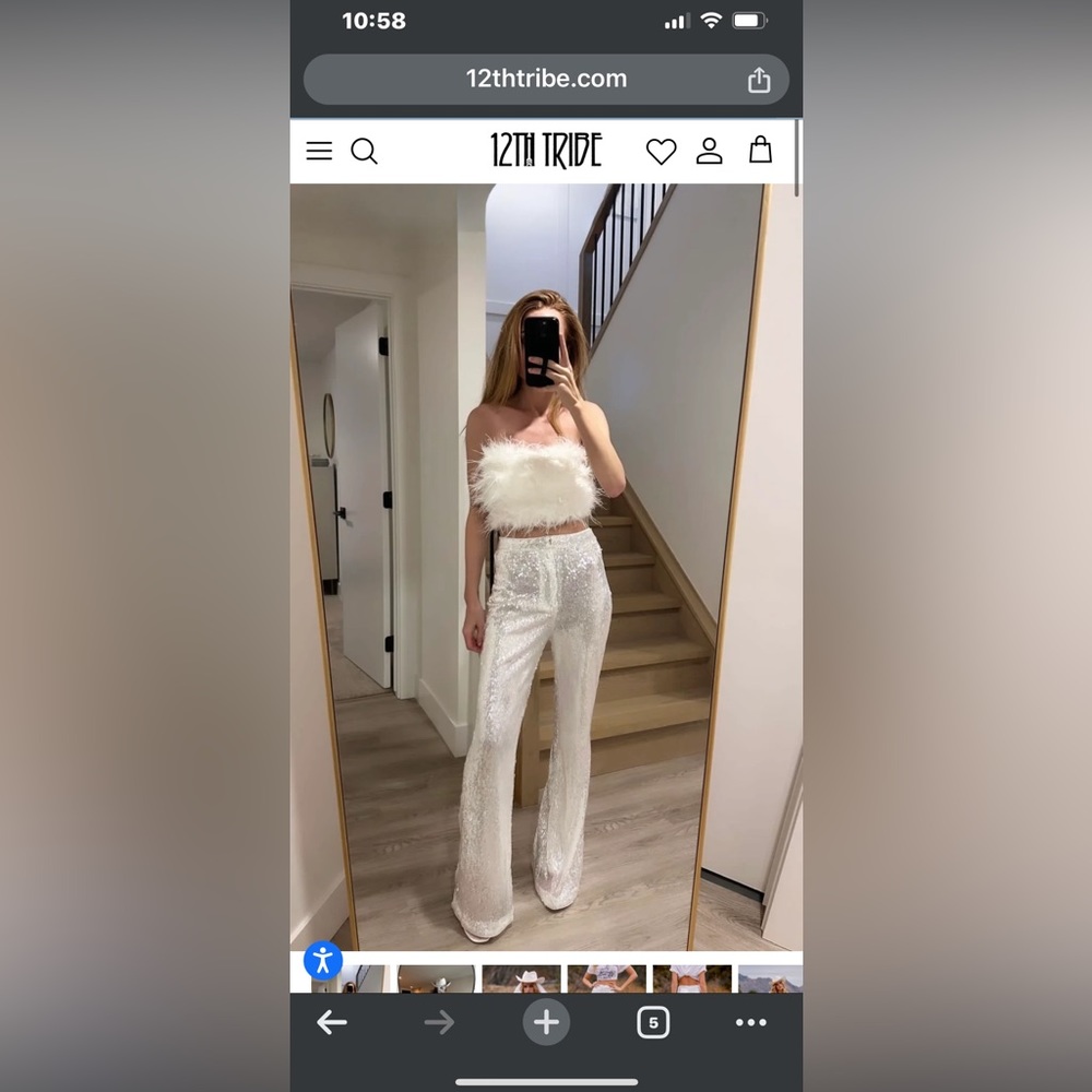 12th tribe sequin pant and feather top